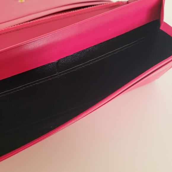 Yves Saint Laurent YSL Vintage Long Large Leather Wallet Pink Logo - Picture 7 of 15